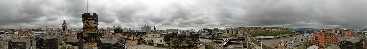 360° panoramic shot of Newcastle upon Tyne taken from the tower of the Newcastle Keep.