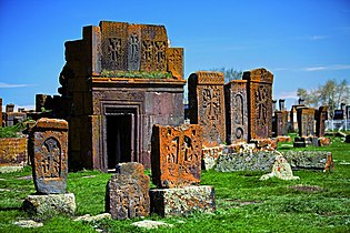 Khachkars and a tomb.