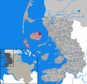Poziția Oevenum pe harta districtului Nordfriesland
