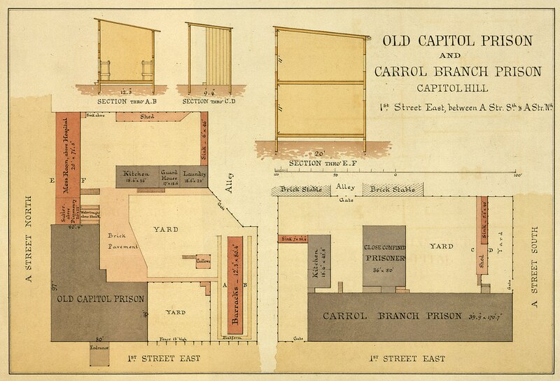 File:Old Capitol Prison and Carrol Branch Prison, Capitol Hill, 1st Street East, between A. Str. Sth. & A - NARA - 305821.tif