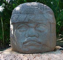 Open-air museum at La Venta Olmeca head in Villahermosa.jpg