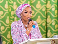 The Olori speaking at the launch of her scholarship program in Delta State Olori Ivie Atuwatse III.jpg