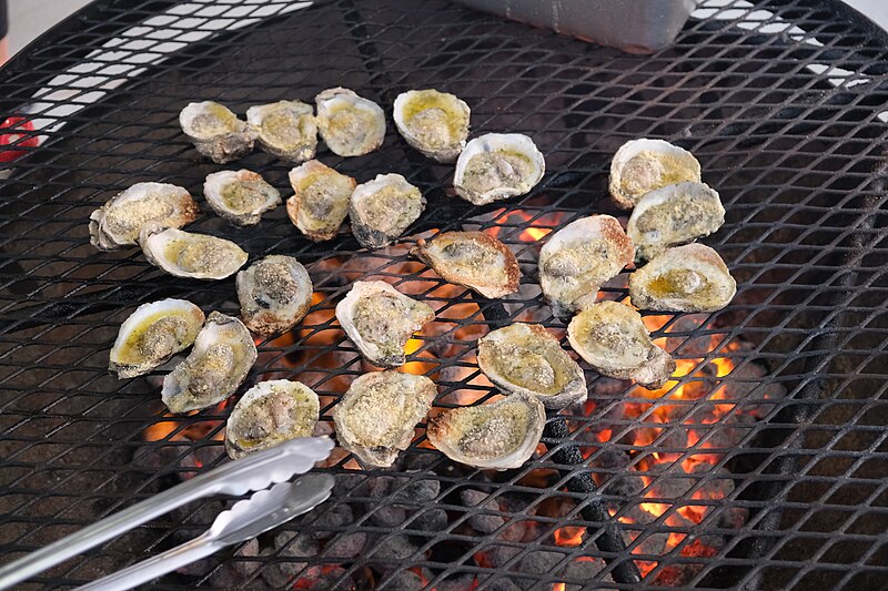 File:Oyster Hatchery 30th Anniversary Event Louisiana October 2023 - Cooking oysters.jpg