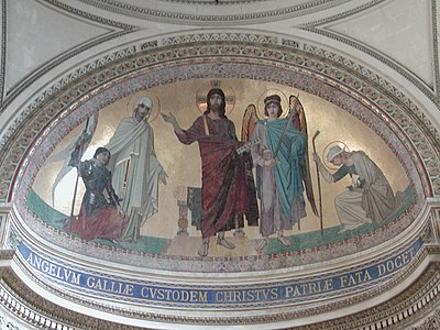 Le Christ enseignant à l'ange gardien de la France les destinées de la patrie (1884), mosaïque de l'abside du Panthéon de Paris.