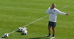 Paul Le Guen, led Lyon to three straight Ligue 1 titles. Paul Le Guen au Camp des Loges.jpg