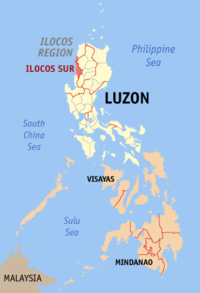 मानचित्र जिसमें इलोकोस सूर Ilocos Sur हाइलाइटेड है