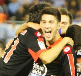 Pizzi celebrating a goal against rivals Celta Vigo in October 2012