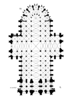 תוכנית הקרקע של קתדרלת קלן, גרמניה. אורך: 144 מטר.