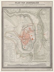 Podrobná mapa Jeruzaléma z 19. století