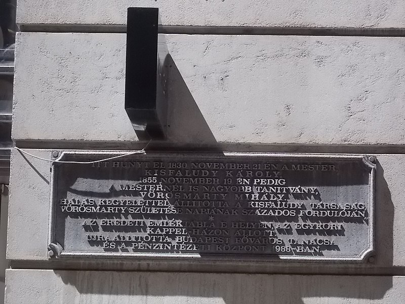 File:Plaque of Károly Kisfaludy and Mihály Vörösmarty, 19 Váci Street, 2017 Budapest.jpg