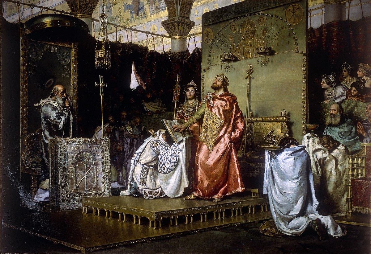 Visigothic King Reccared becomes a Catholic