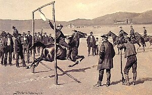 Live goose pulling in 19th-century West Virginia, as depicted by Frederic Remington Remington - A Gander-Pull.jpg