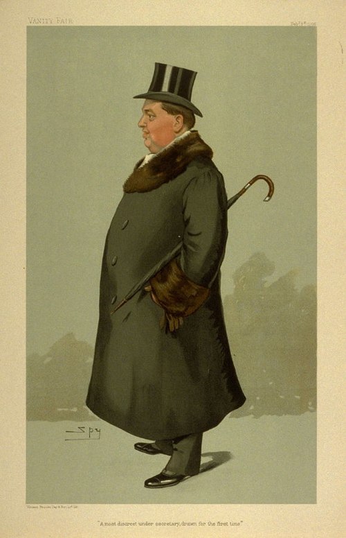 "A most discreet under secretary, drawn for the first time". Caricature by Spy in Vanity Fair February 1905