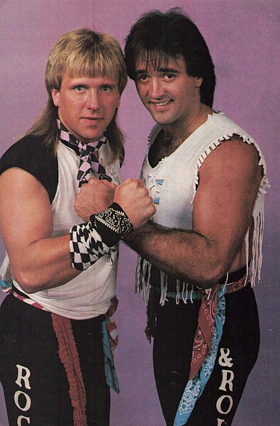The Rock 'n' Roll Express, c. 1985; Morton (left) and Gibson (right).