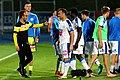 SC Wiener Neustadt jubelt über den Treffer zum 1-0 in der 96. Spielminute. SC Wiener Neustadt is jubilant about the 1-0.