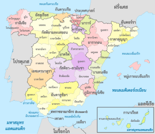 Spain (inset), administrative divisions (regions+provinces) - th - colored.svg