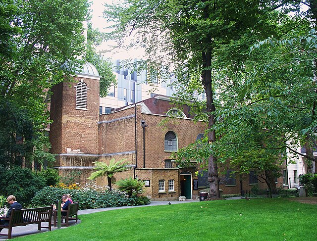 St Botolph's Aldersgate and its now-cleared former churchyard