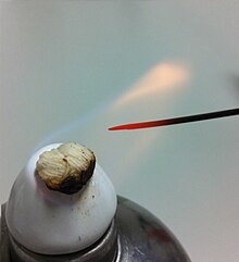 Sterilization of an inoculation needle via alcohol burner Sterillizing inoculation needle.jpg