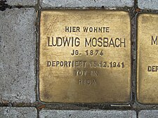 Snublestein for Ludwig Mosbach i Hannover