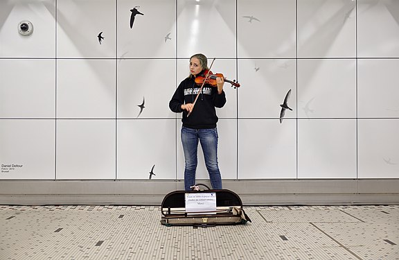 Violinist in Brussels Central Station
