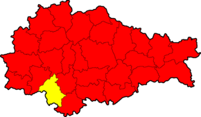 Розташування Суджанського району на мапі Курської області