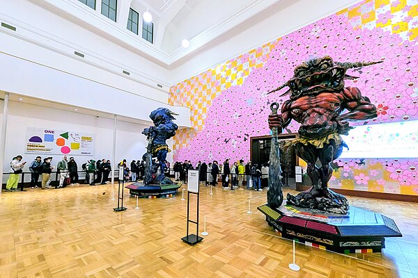 Museum guests wait to see “Takashi Murakami Mononoke Kyoto” at the Kyoto City Kyocera Museum of Art, Kyoto, Japan (2024).