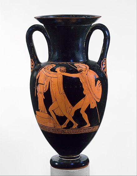"Cassandra and Ajax" depicted on a terracotta amphora, circa 450 BC