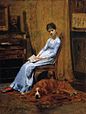 Susan Macdowell Eakins und der Hund Harry, gemalt von Thomas Eakins