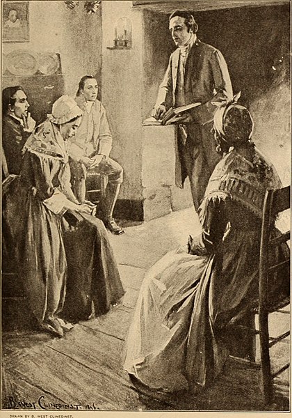 Philip Embury preaching during the first Methodist meeting in New York City
