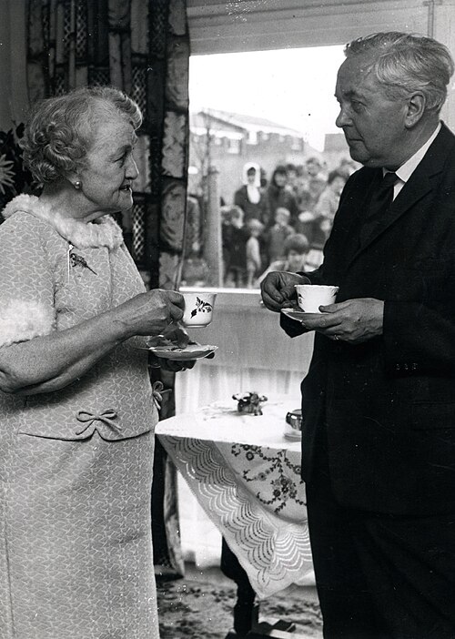 Wilson on a visit to a retirement home in Washington, Tyne and Wear