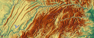 Topographic map showing detachment folds in the eastern Sichuan Basin, China. Three-gorges-map.png