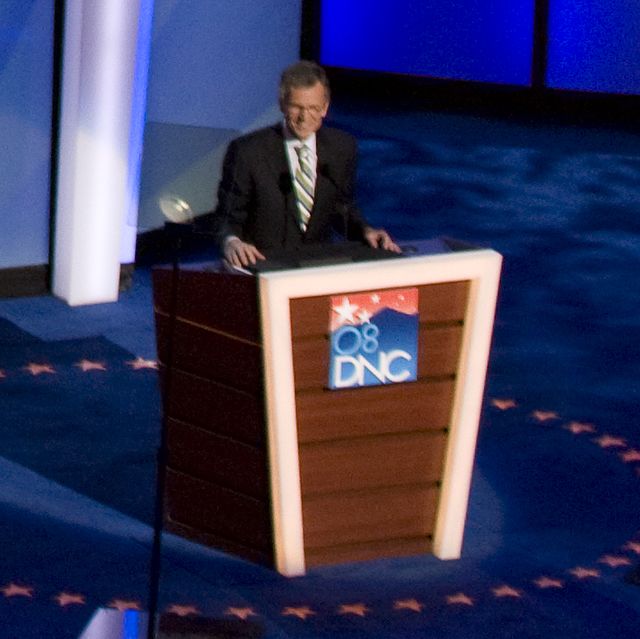 Daschle speaks during the third night of the 2008 Democratic National Convention in Denver, Colorado.