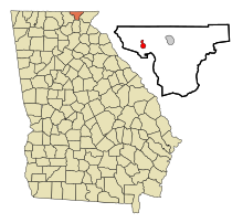 Towns County Georgia beépített és be nem épített területek Young Harris Highlighted.svg