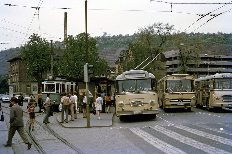 File:Tram, trolleybus, and buses in Esslingen am Neckar in 1970.jpg