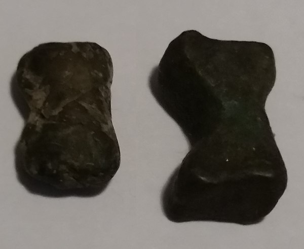 Two Damaru-shaped coins from the Gangetic Valley.