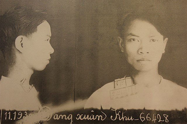 Mugshot of Trường Chinh at Hỏa Lò prison after his arrest