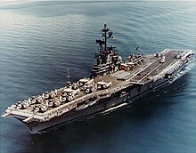 USS Ticonderoga (CVS-14) passing through Sunds Strait on 24 April 1971 (NH 97488-KN).jpg