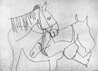 Horses label QS:Len,"Horses" label QS:Lpl,"Konie" label QS:Lhu,"Lovak" 1935. pencil on paper medium QS:P186,Q14674;P186,Q11472,P518,Q861259 . 31 × 45 cm (12.2 × 17.7 in). Ferenczy Múzeum, Szentendre