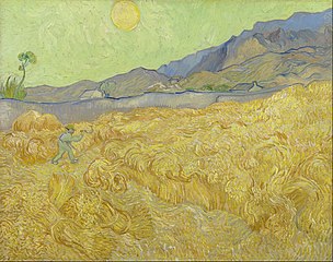 "Wheatfield with Reaper and Sunrise", septiembre de 1889, Museo Van Gogh, Ámsterdam (F618)