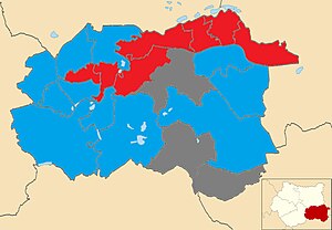 2008 local election results in Wakefield Wakefield UK ward map 2008.jpg