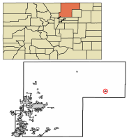 Raymer'ın (New Raymer) Weld County, Colorado'daki konumu.