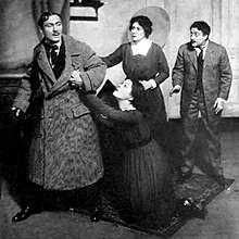 Lionel Atwill, Alla Nazimova, Amy Veness and Harry Mestayer in the 1918 English-language production of Ibsen's The Wild Duck—one of six leading roles Atwill played on Broadway that season