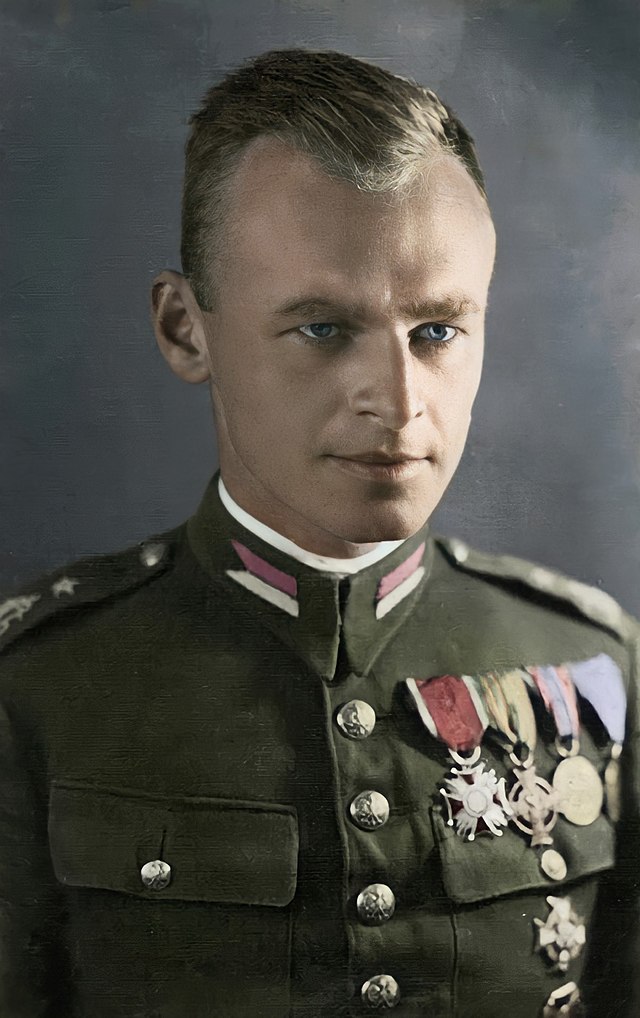 Witold Pilecki in a colorized photograph