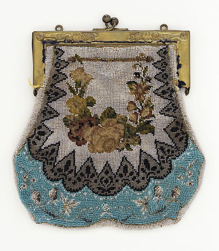 1860 Woman's handbag with frame and kissing lock (LACMA)