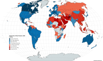 Countries ranked in the World Index of Moral Freedom (2020 iteration). World Index of Moral Freedom 2020 ranking.png