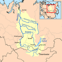 The Yenisey River in Siberia was the agreed division point of Eurasia between Nazi Germany and Imperial Japan Yeniseirivermap.png