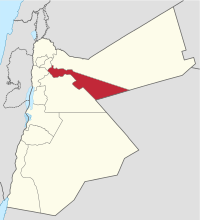 मानचित्र जिसमें ज़रक़ा प्रान्त محافظة الزرقاء> Zarqa Governorate हाइलाइटेड है