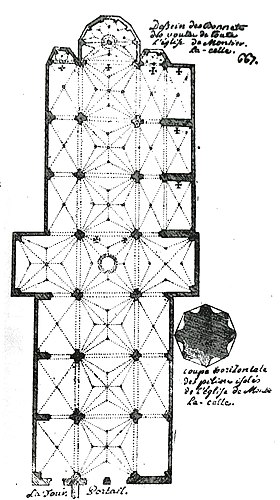 Plán kostela v roce 1774, Bibliothèques de Rouen, ms 265.
