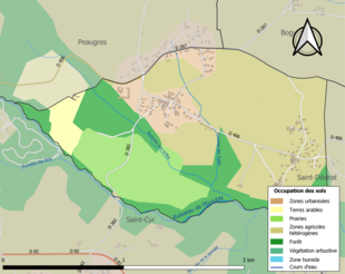 Barevná mapa znázorňující využití půdy.