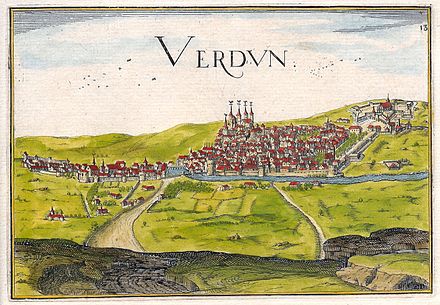 Bird's-eye view of Verdun in 1638